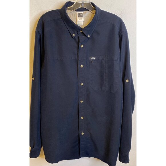 The North Face Mens Shirt Black Roll Tab Long Sleeve Button-Up Shirt XL Modal - Picture 1 of 4